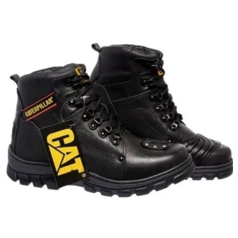 Bota impermeável Motoqueiro Caterpillar Preta em Couro para Motociclista Masculina Promoção