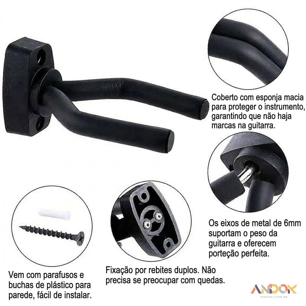 Suporte de Parede Horizontal/Vertical para Instrumentos - Organizador de Música