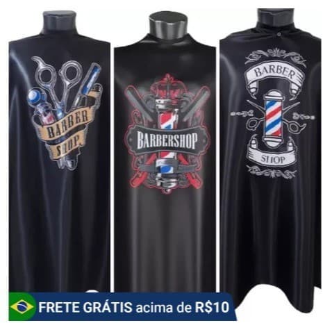 Kit 3 Capas de Corte Adulto Silk em Cetim Barbershop Cabelereiro Barbeiro Barber