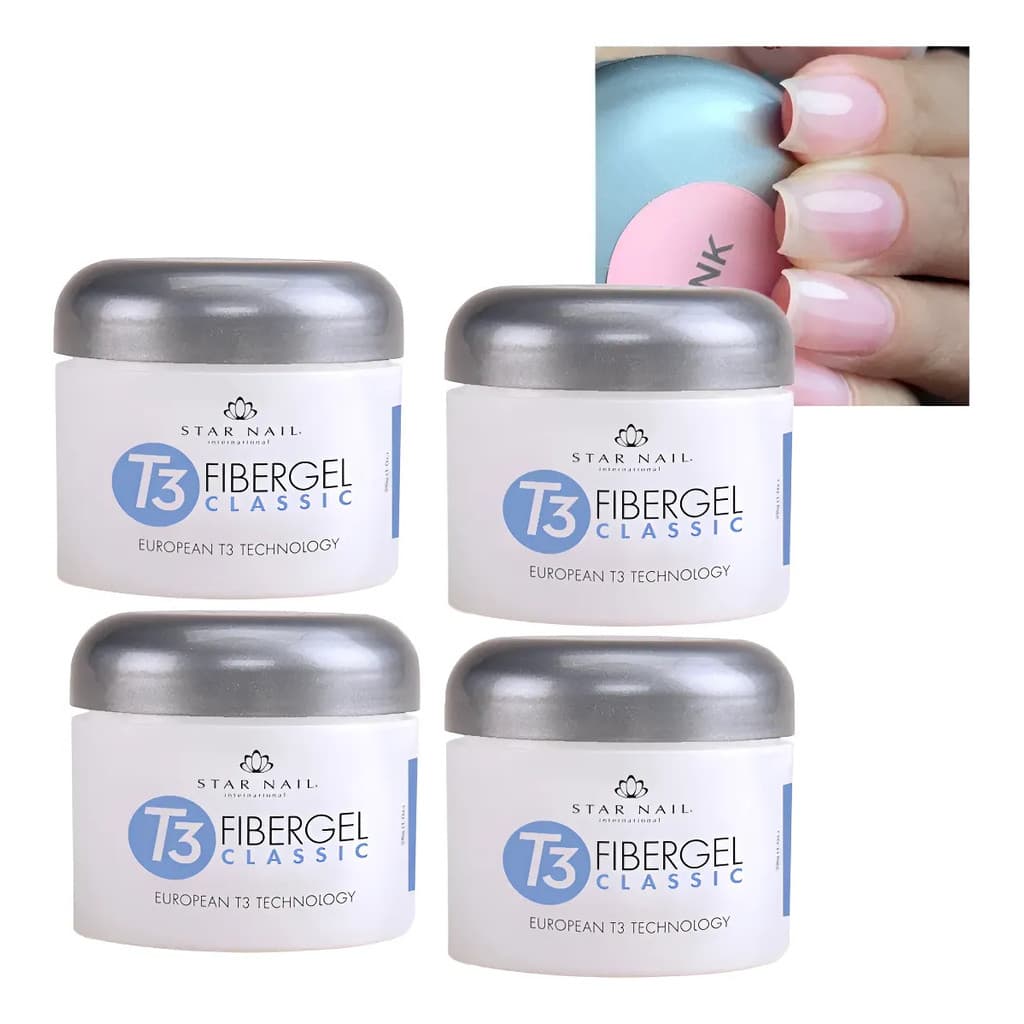 Kit 4 Gel T3 Fibergel Pink 28g - Cuccio / Star Nail