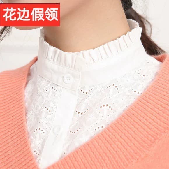 Outono inverno algodão gola falsa blusa All-Match decorativo bordado colar falso fungo borda colar falso camisa branca c