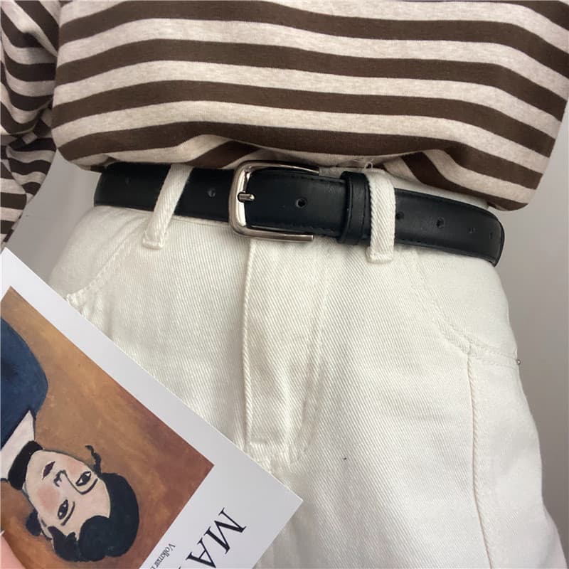 Cinto feminino moda simples preto cinto All-Match coreano ins estilo Retro decorativo Jeans cinto masculino estilo Hong