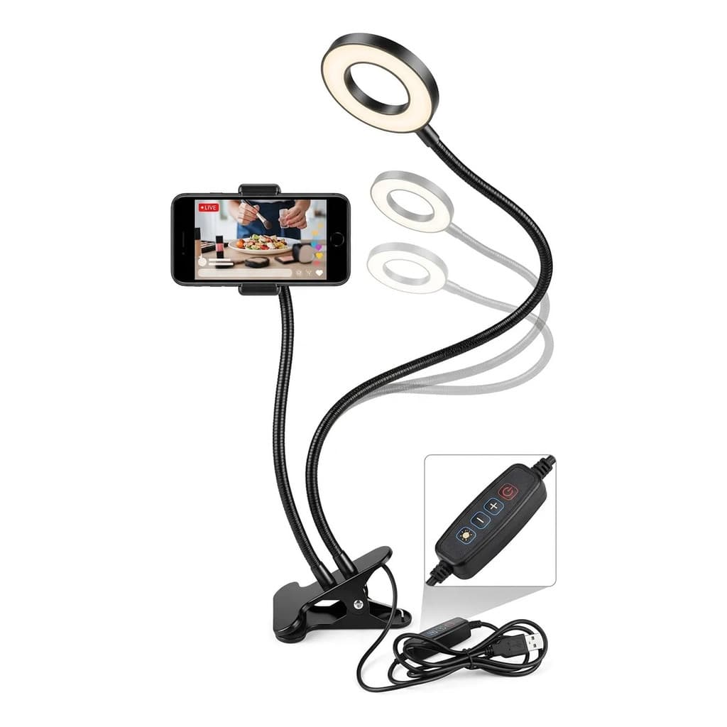 Ring Light LED de Mesa com Suporte para Celular Selfie Iluminador Para TikTok