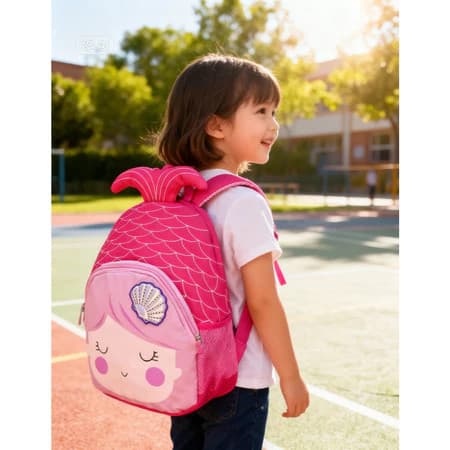 Mini Mochila Sereia Rosa Passeio Escola Bolsa Leva Caderno Celular Garrafa Material