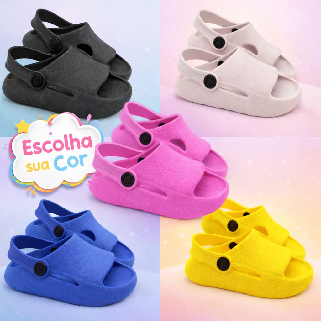 Chinelo Nuvem Infantil Liso Confortável Antiderrapante Cores Variadas Tam 21 ao 32