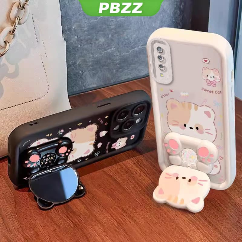 Capa Para SAMSUNG A7 2018 A50 A70 A50S A30S De Telefone Softcase Silicone À Prova De Choque Novo design Estético Gato De