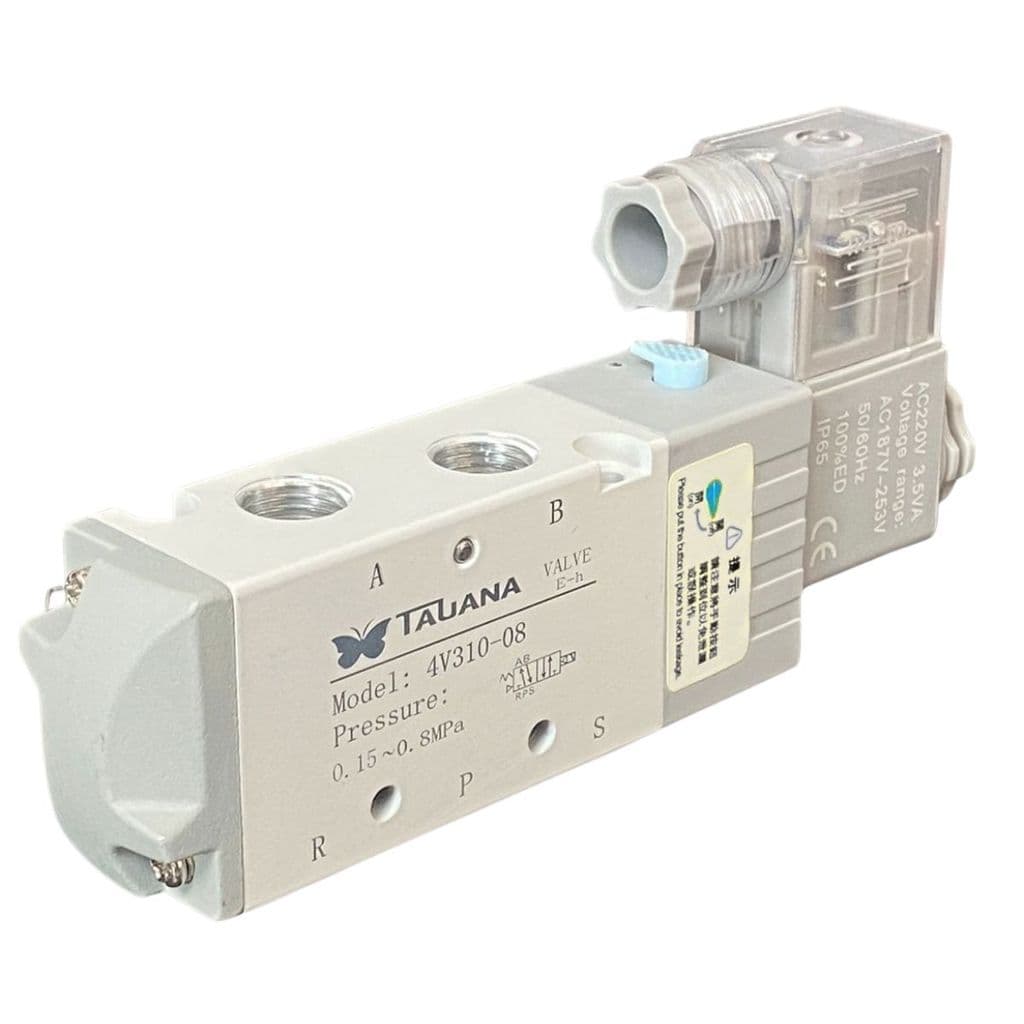 Válvula Pneumática Solenoide Cinza 1/4' 5/2v Maior Vazão P/ pintura e compressor de ar - VS4V310-08