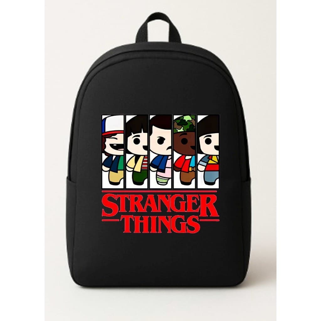 Bolsa Mochila Retro Stranger Things  Bolsa Ideal para Passeio Viagens e Escola Moda Juvenil Estampa Filmes e Series .