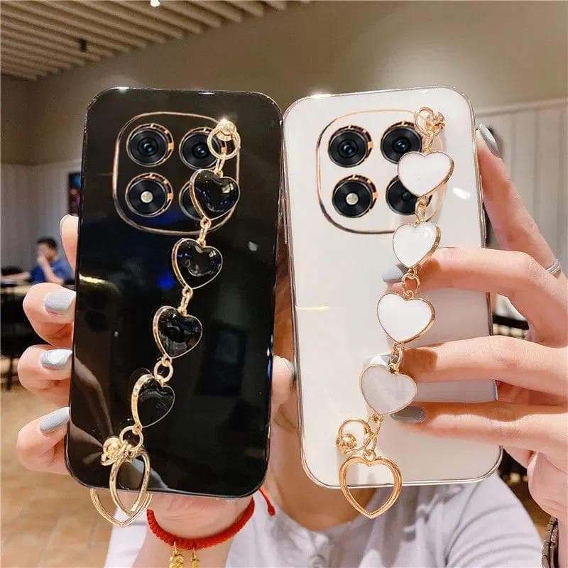Capa Para POCO M8 Pro Chapeamento Amor Pulseira Anti-Queda De Silicone Macio Xiaomi M8Pro 5G TPU Lente Proteção Escudo