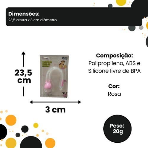 Aspirador Nasal Infantil Sucção Segura Facil Limpeza Design Infantil Rosa