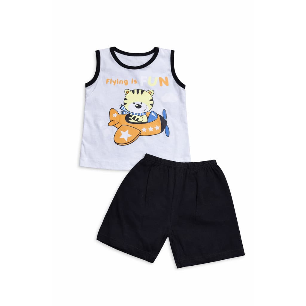 3 a 6 meses - Conjunto Masculino de Camiseta e Short para Bebê / Meninos