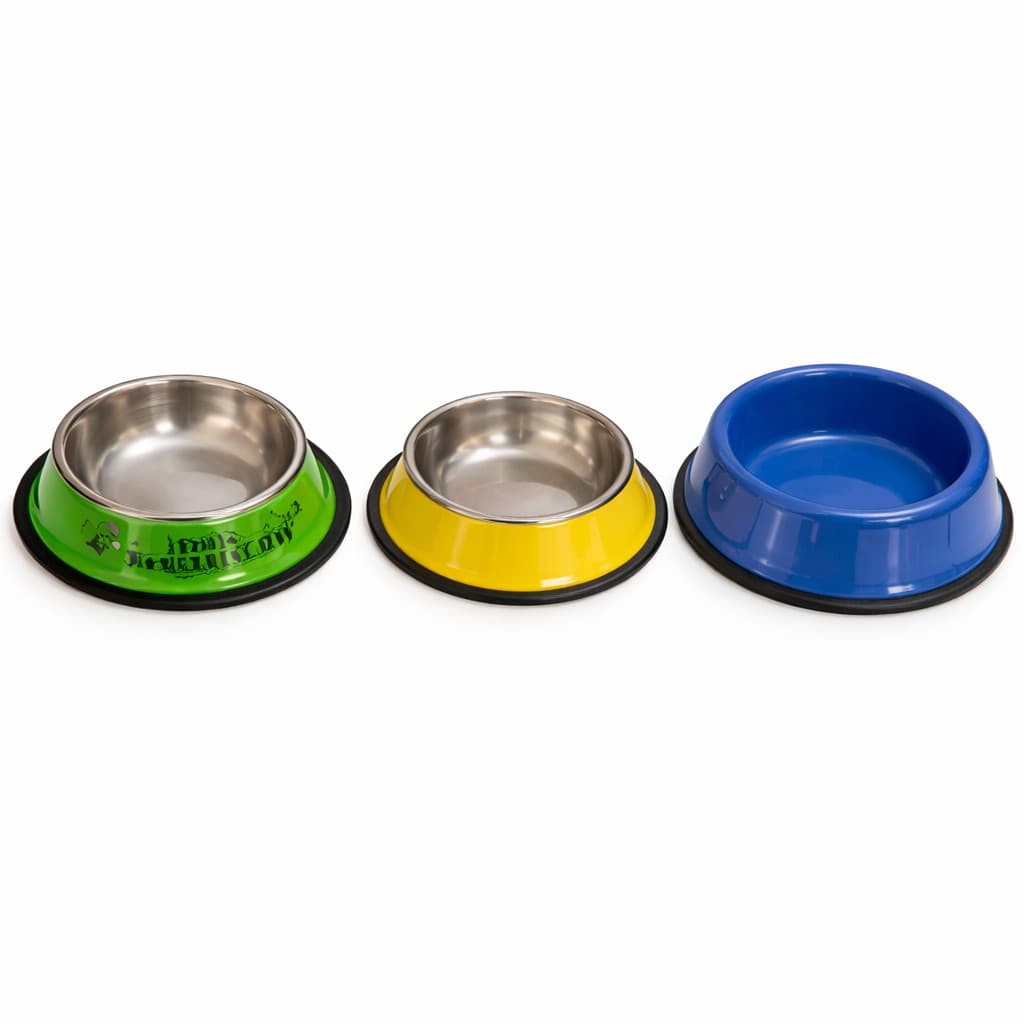 Comedouro Pet Antiderrapante em Aço Inox Verde Amarelo ou Azul