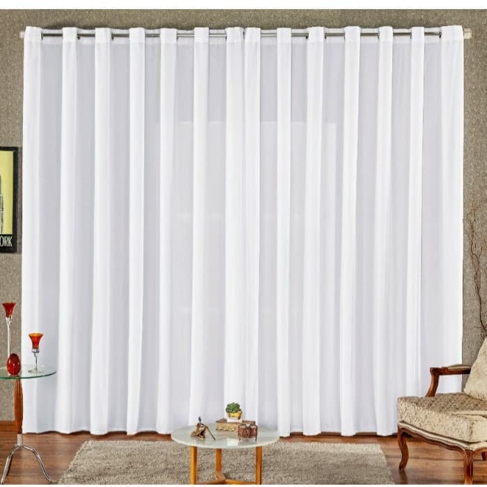 Cortina Voil Elegante 2m x 1,70m Com Ilhós Cromado