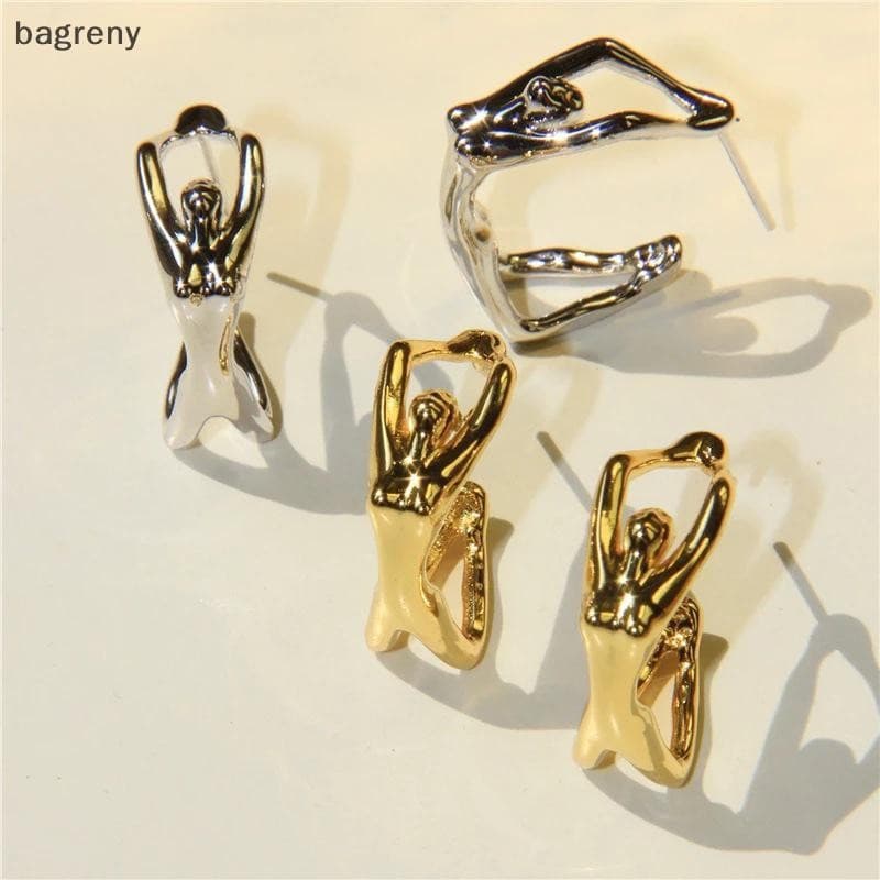 [bagreny] 1 Par De Brincos Tridimensionais Tipo Trabalhador Pesado Com Design Exagerado De Moda Para Mulheres Criativos