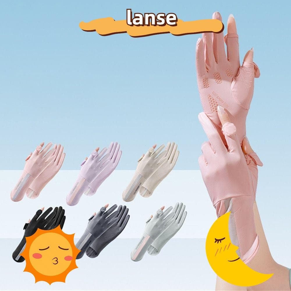 Luvas De Proteção Solar LANSEL , Finas De Comprimento Médio Elásticas De Seda Gelada Para Dirigir Ciclismo