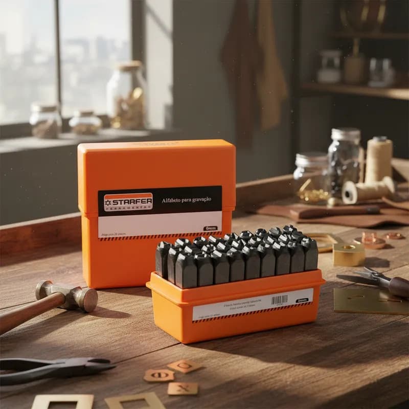 Marcador de Punção Alfabeto Abecedário 2mm - 26 Letras + 1 Símbolo Starfer 🛠️🅰️