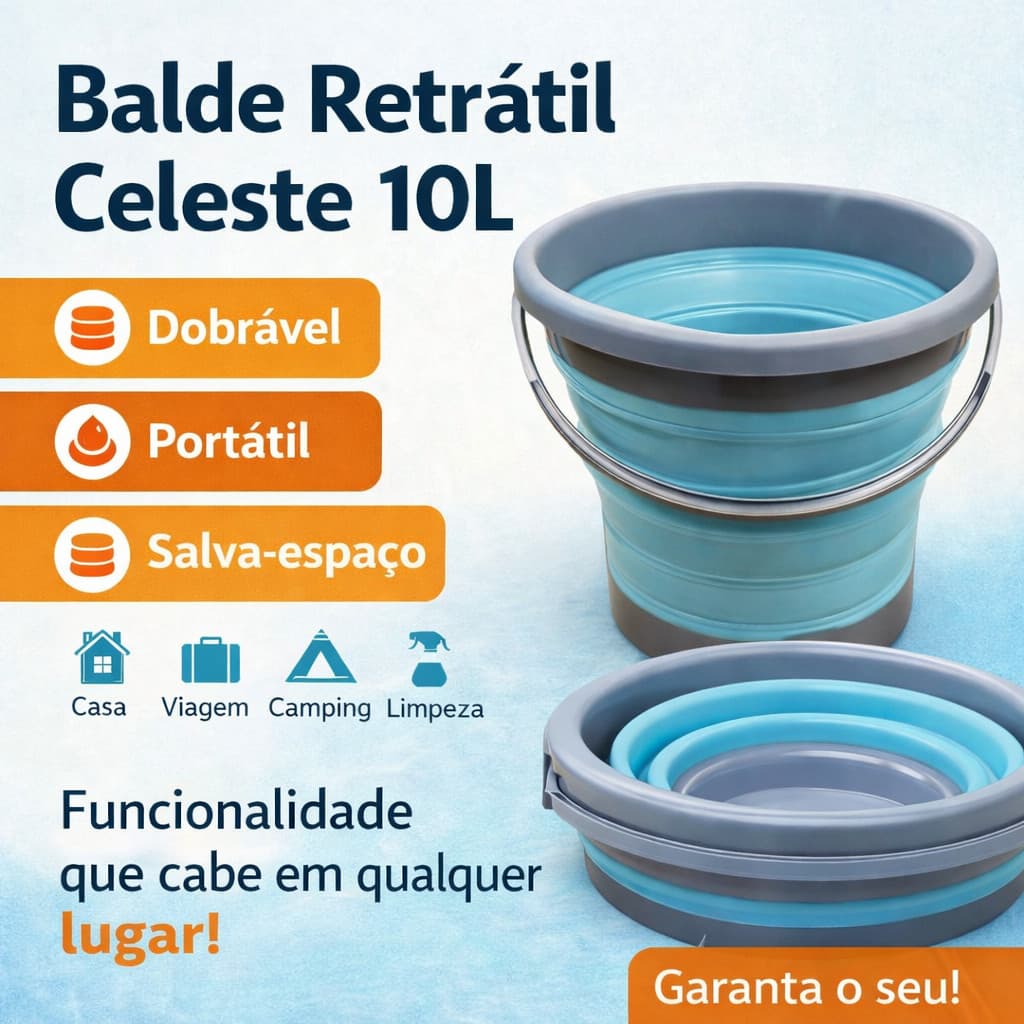Balde Retrátil Multiuso 10 Litros – Prático e Portátil
