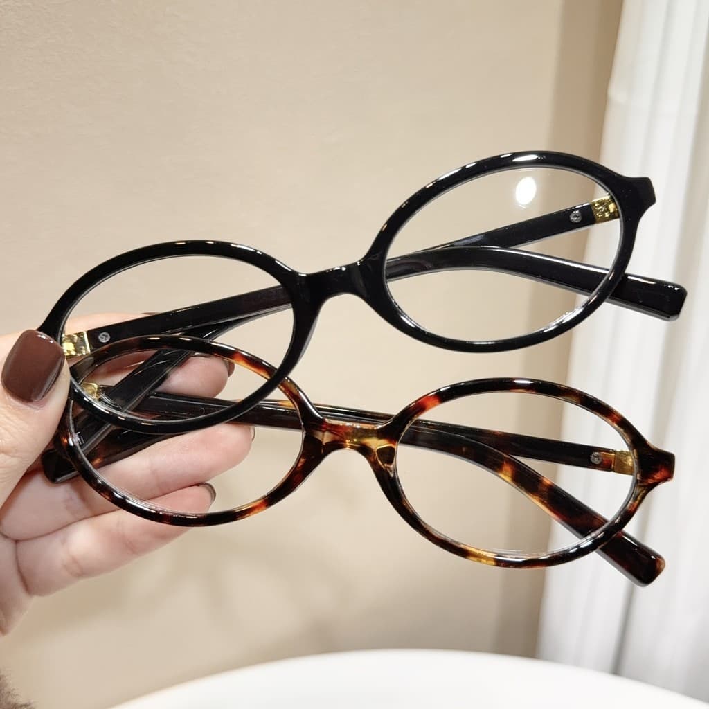 Óculos femininos elegantes em formato oval, com lentes transparentes de PC, estilo minimalista e versátil.