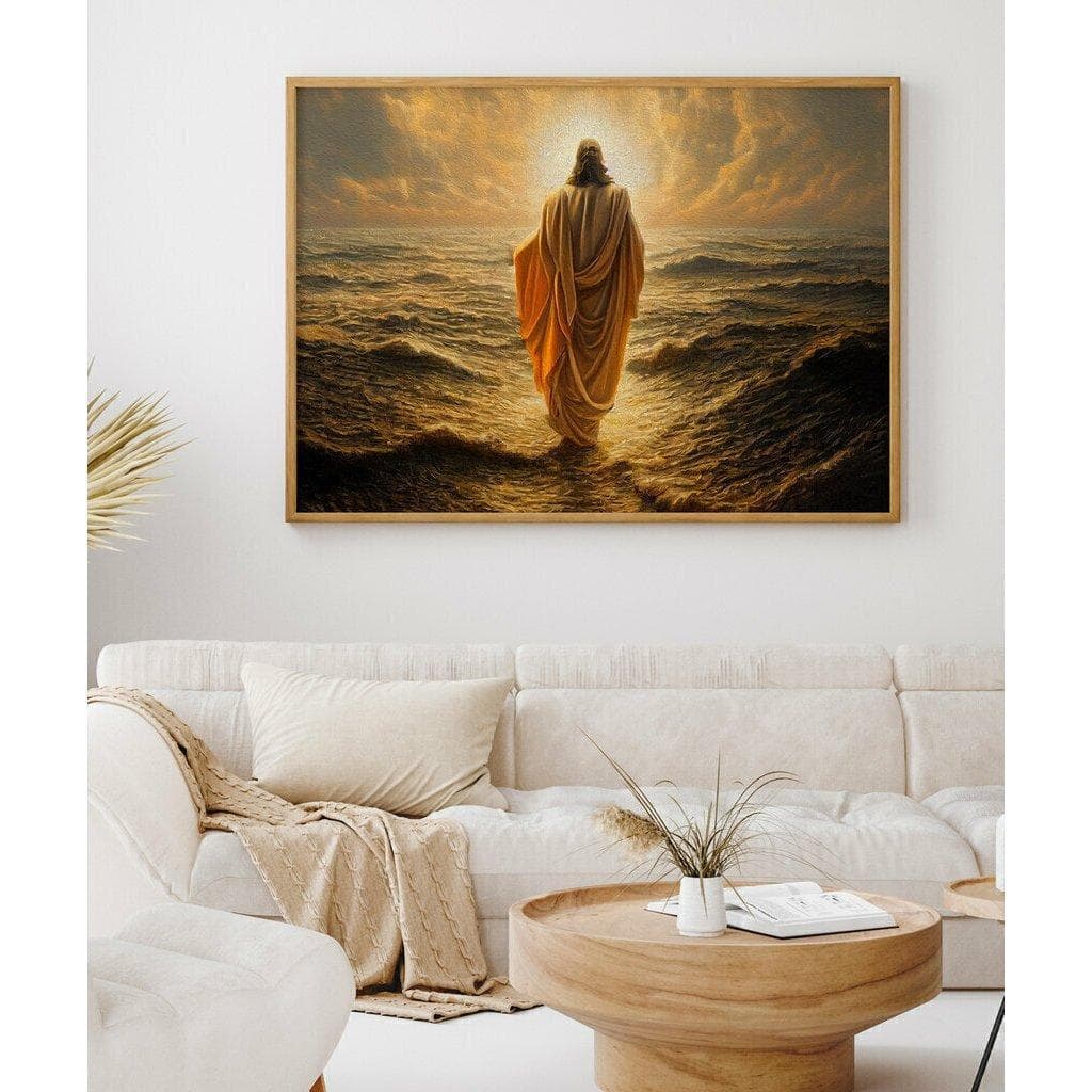 Quadro Decorativo Jesus Sobre o Mar.