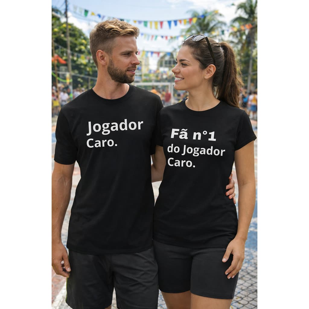 Kit 2 Camisetas Casal Jogador Caro camisetas algodão macio premium