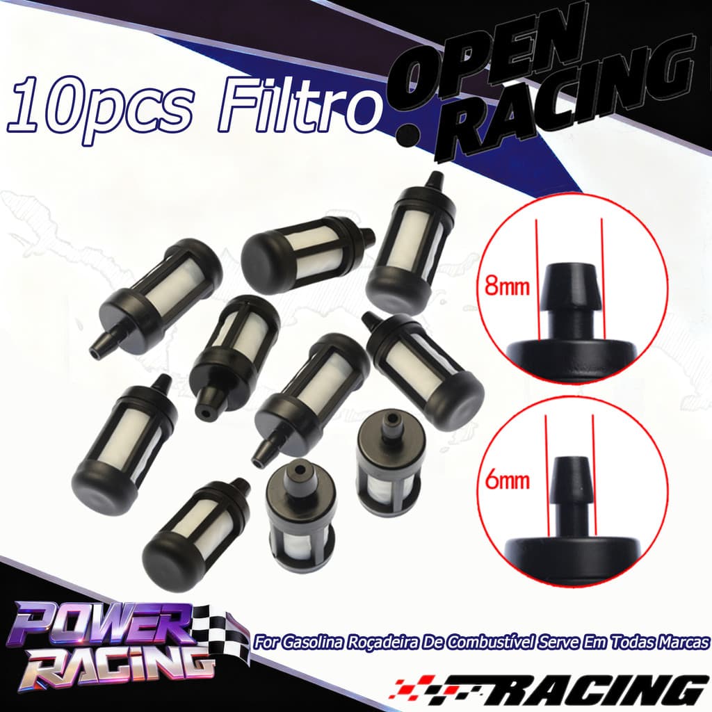 10pcs Filtro Gasolina Roçadeira De Combustível Serve Em Todas Marcas