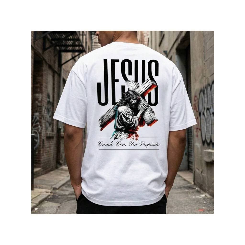 Camiseta Streetwear Unissex 100% Algodão Masculina e Feminina Estampada Criado Com um Proposito Camisa Premium