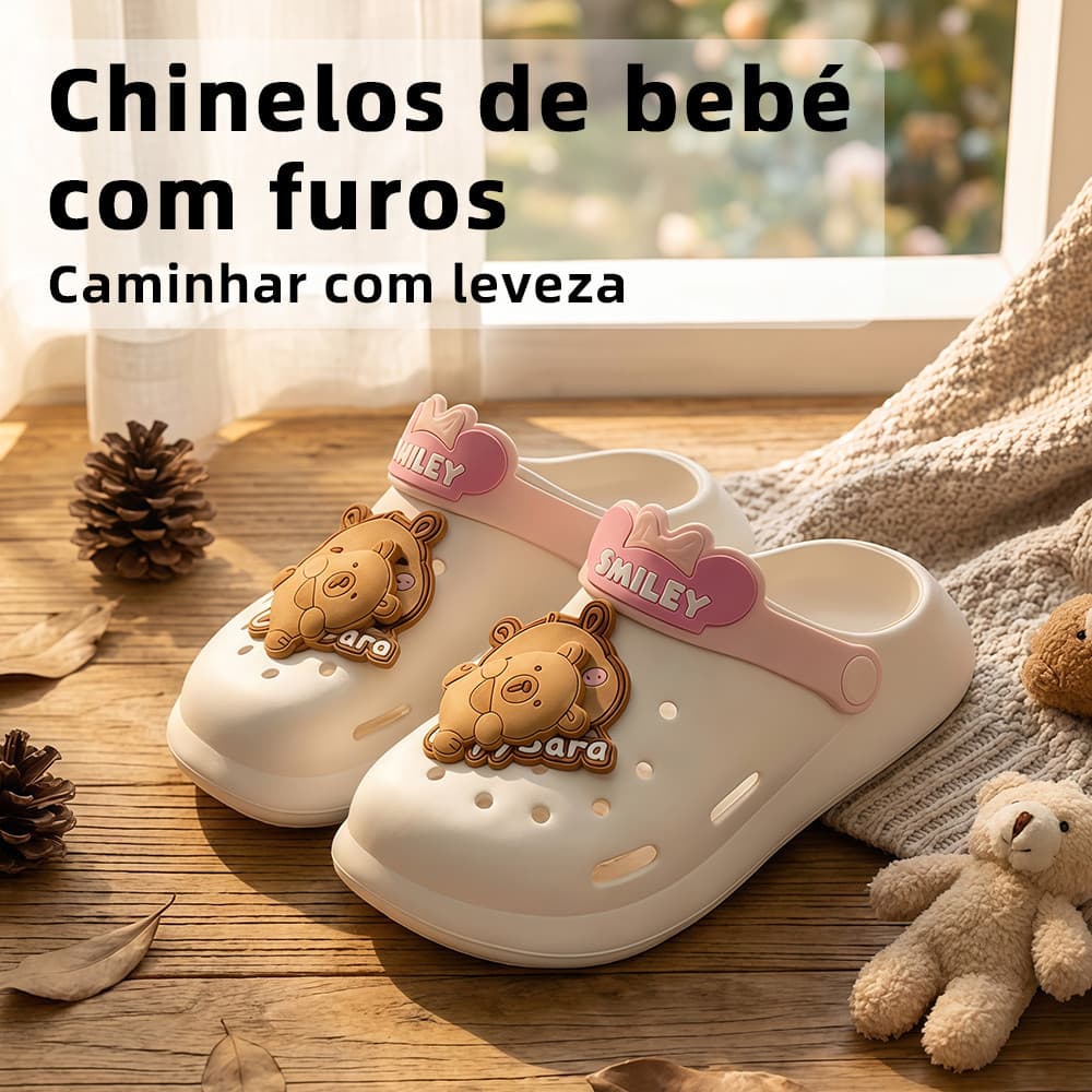 Babuche Sandália EVA Chato Macio Confortável Solado Antiderrapante Acessórios Botons Removíveis Infantil Feminino