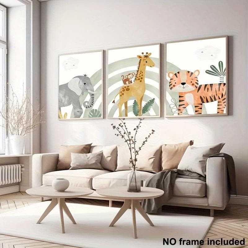 Quadro Decorativo Animais Filhotes Fofos Infantil Safari