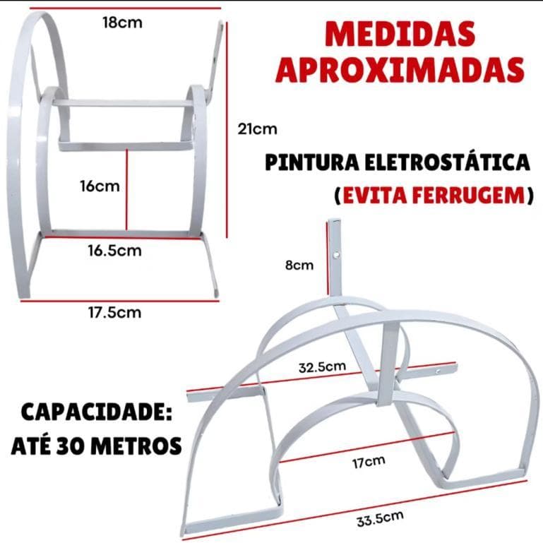 ENROLADOR DE MANGUEIRA MEIA LUA FIXO 30METROS