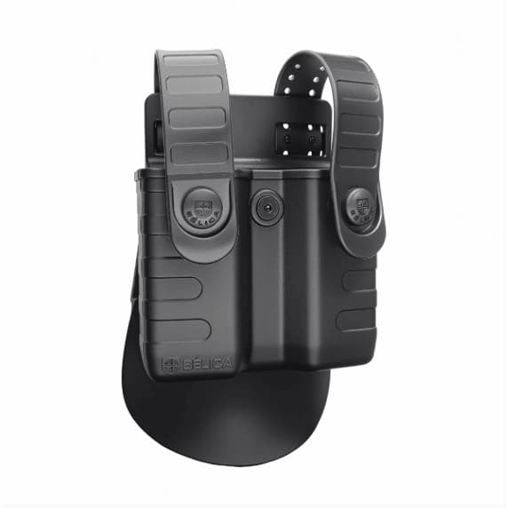Porta Carregador Polimero Com Tampa Aba Paddle Duplo Tab Lock 2 Belica