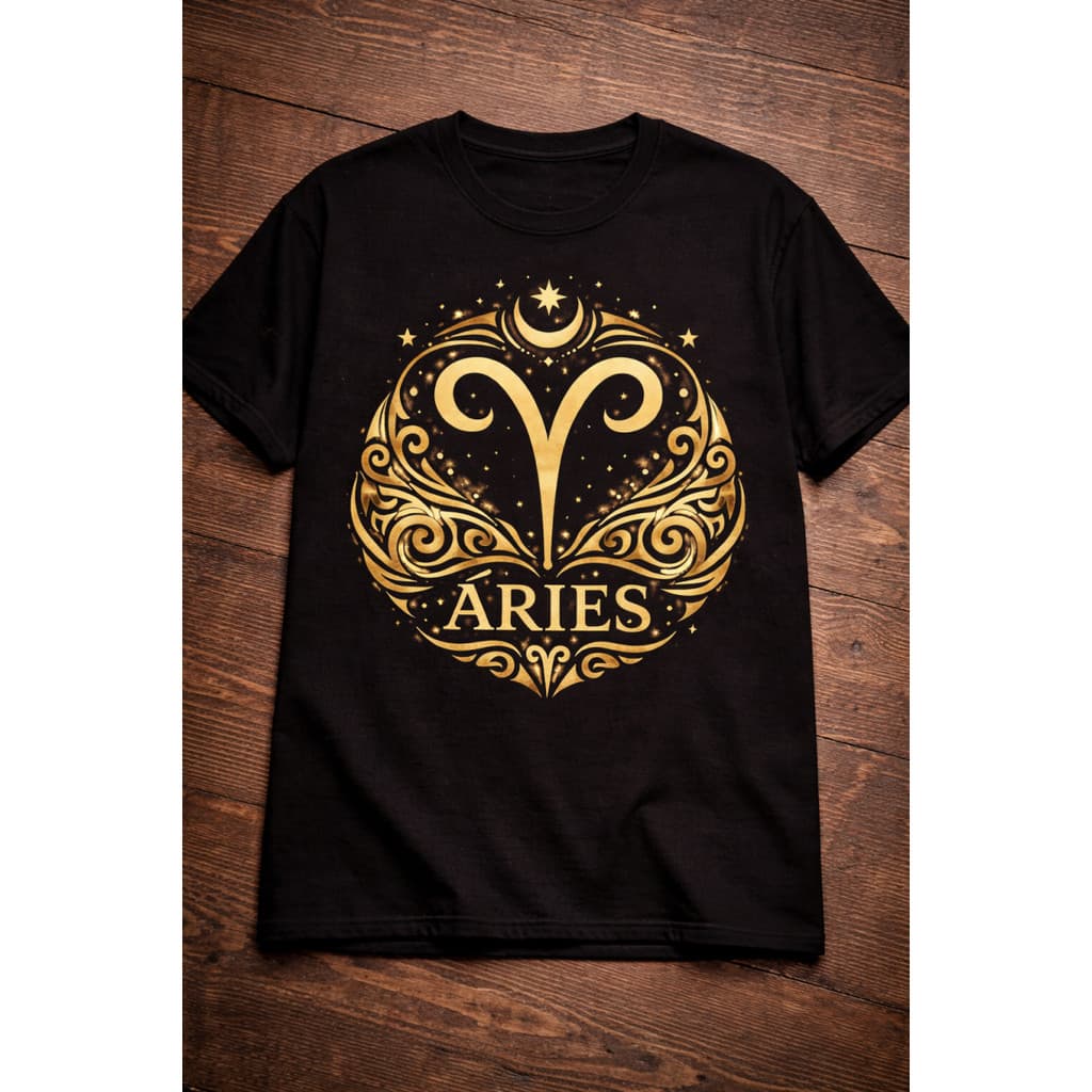 Camiseta Signo Áries Dourado Camisa Masculina e Feminina Astrologia Signos Zodíaco