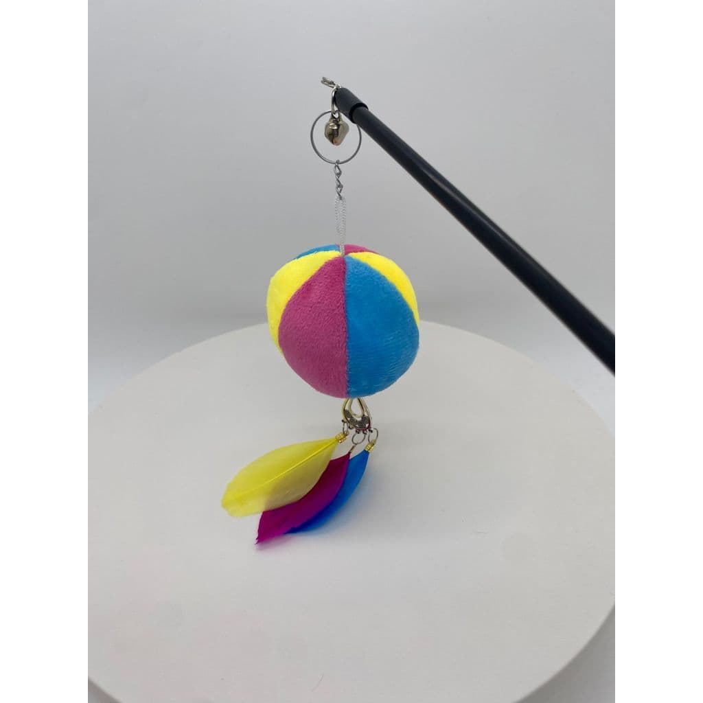 VARINHA PARA GATO E OUTROS PETS - COM PENA COLORIDA - 46CM