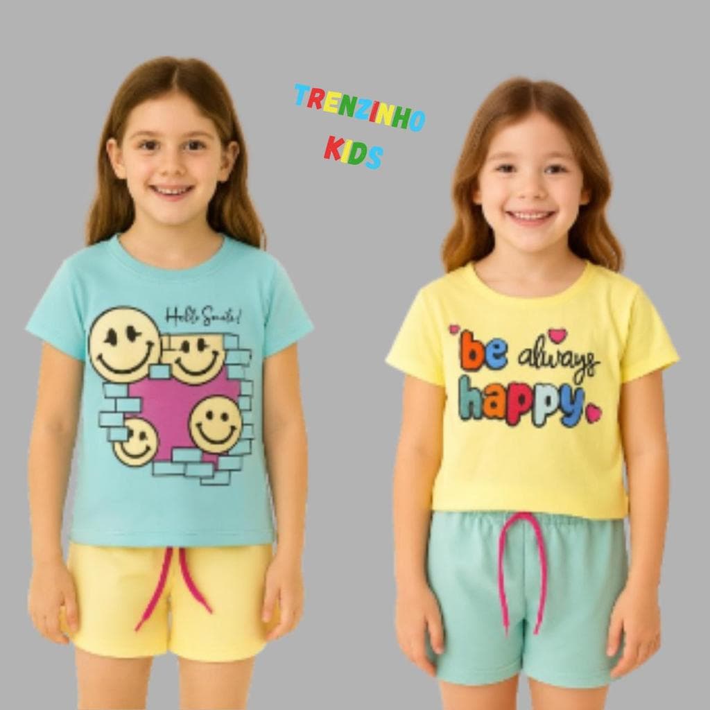 Kit 8 Peças Conjunto Infantil Camisa e Bermuda 10 a 14 Anos Roupa Juvenil Sortida