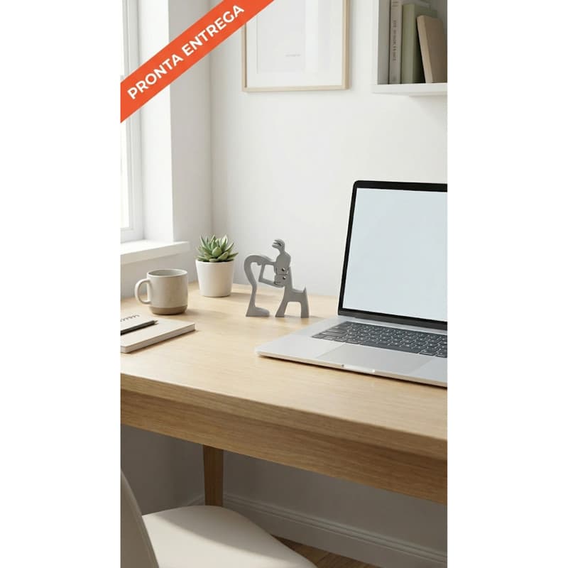 🐾 Escultura Minimalista Abraço Pet - Decoração 3D Cinza - Presente para Mãe de Pet 🎁 Envio Rápido