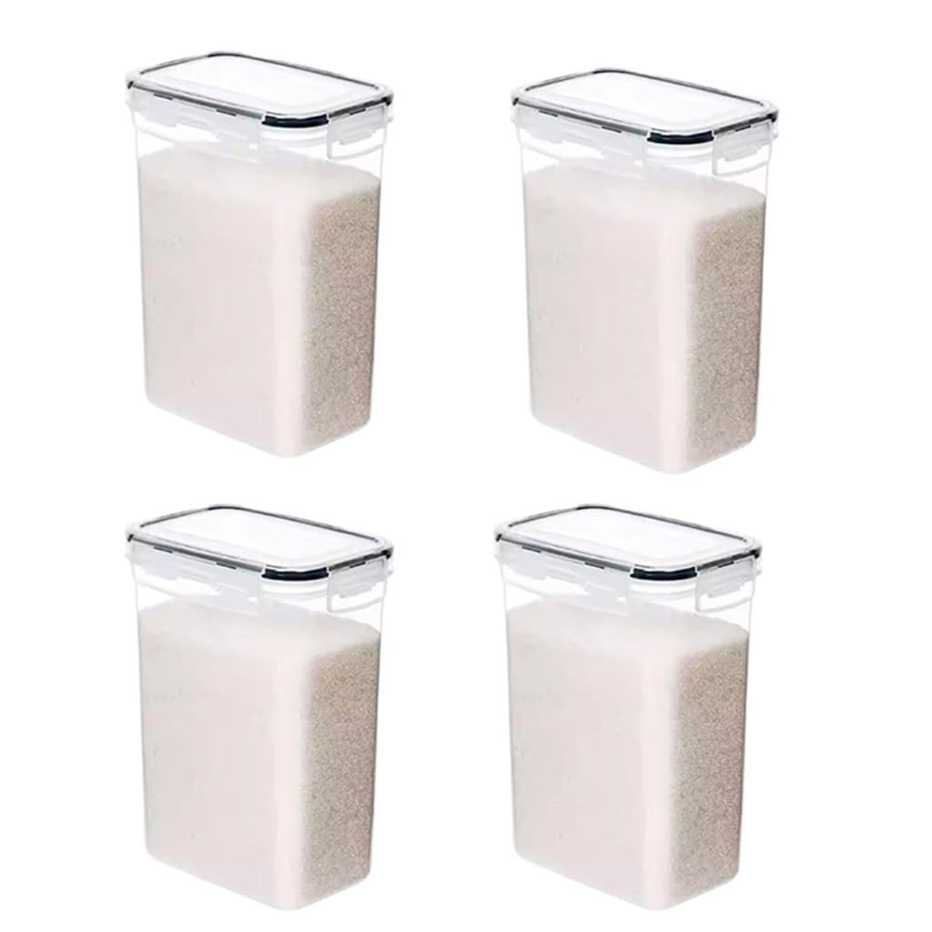 Kit Completo com 4 Potes Herméticos de Plástico com Vedação Empilháveis e Livres de BPA para Organização de Cozinha