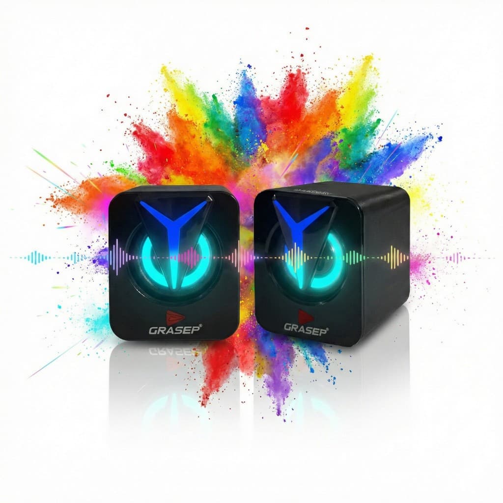 Caixa de Som PC 2.0 6W RMS Estéreo Potente com LED RGB Gamer Conexão USB e P2 Áudio Nítido para Notebook e Desktop