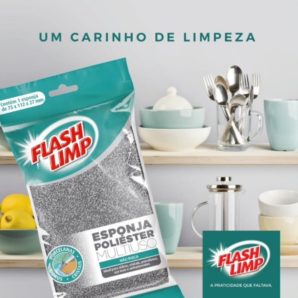 Esponja Poliester Loucas Multiuso Kit 10 Uni Flash Limp