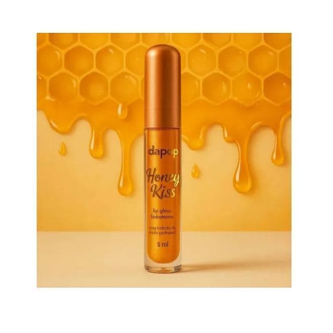Lip Gloss Honey Kiss Dapop 5ml – Hidratante, Brilho Natural, Lábios Macios e Efeito Mel 🐝🍯