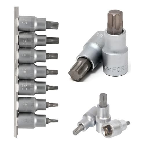 Jogo De Soquetes Bits Torx T20 A T55 Encaixe 1/2pol. 7 Pçs. Soquete