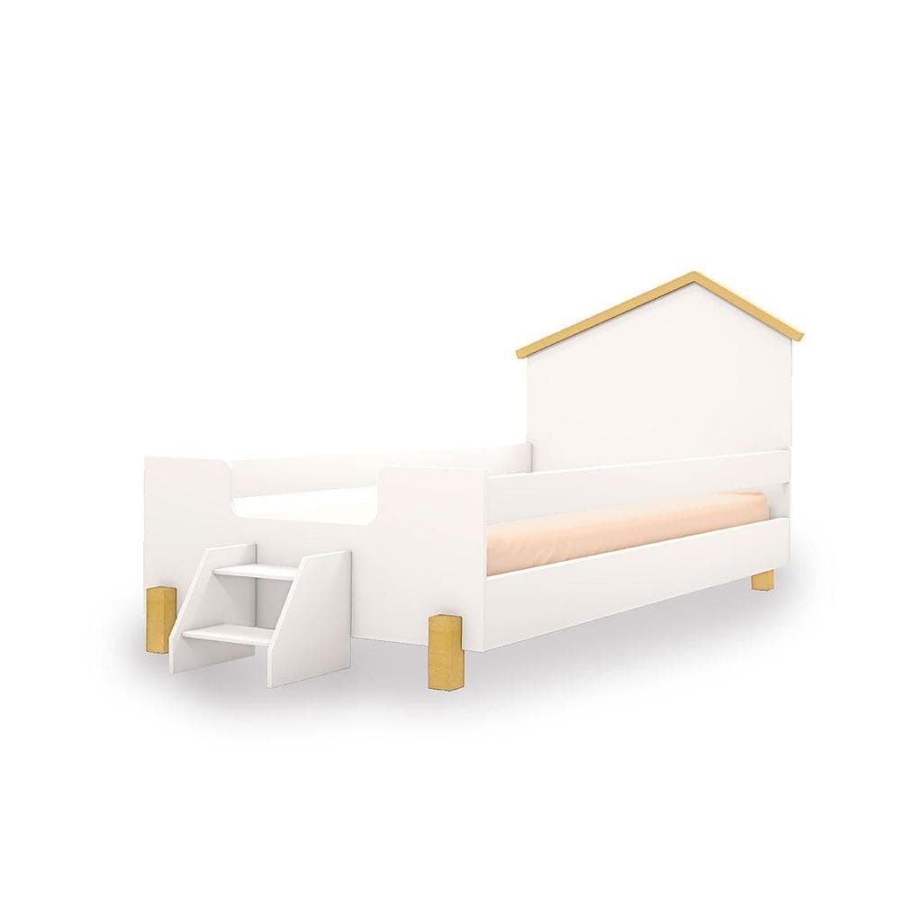 Cama Ayla Solteiro Branco/Mel - Divaloto