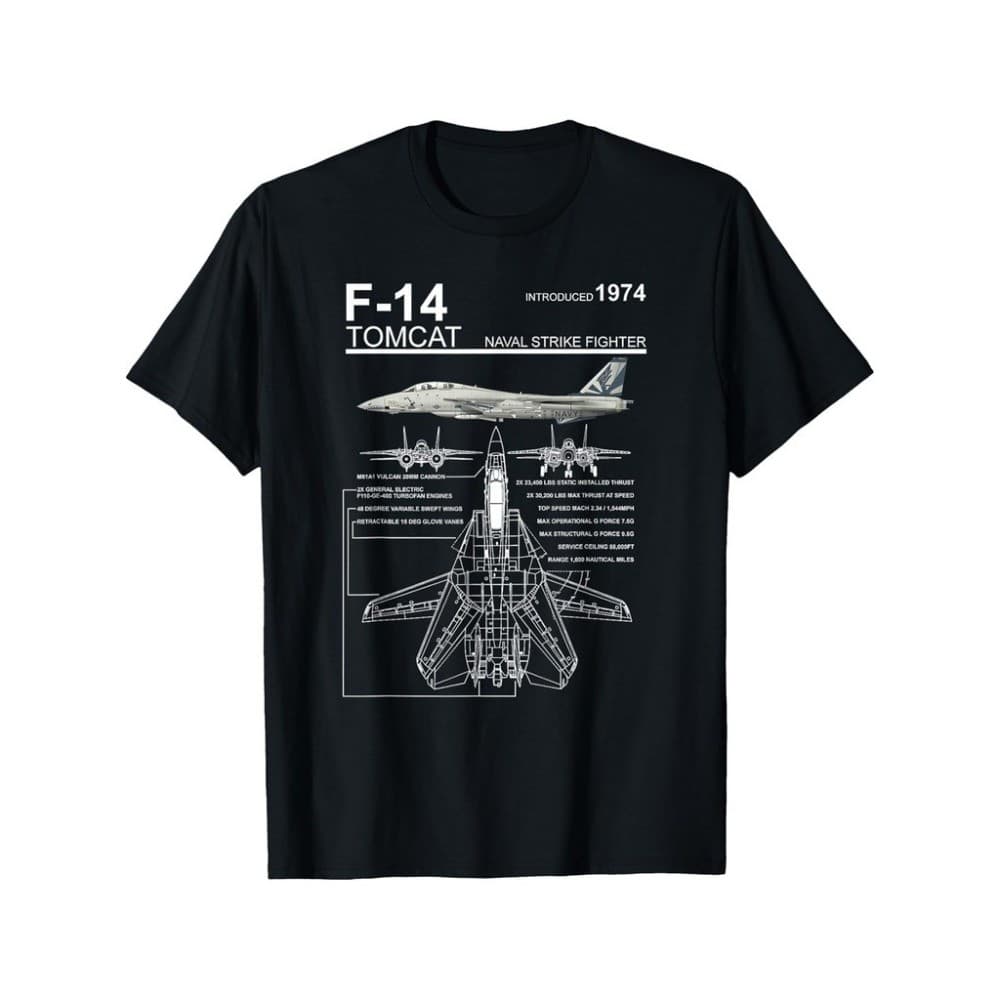 Camiseta F-14 Tomcat Caça Naval - Design de Aviação com Aeronave F-14 e Letras