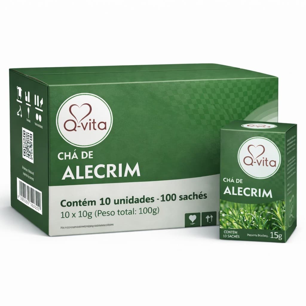 Kit 10 Chá de Alecrim Q-VITA Premium 15g - 100 Sachês