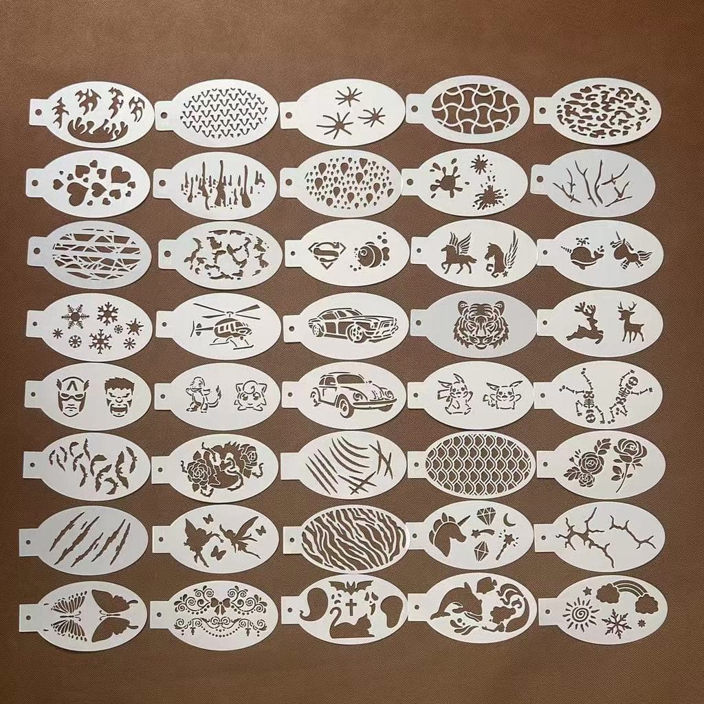 Crianças palco maquiagem pintura Facial tatuagens de futebol plantas flor série oco modelo plástico régua ferramentas pi
