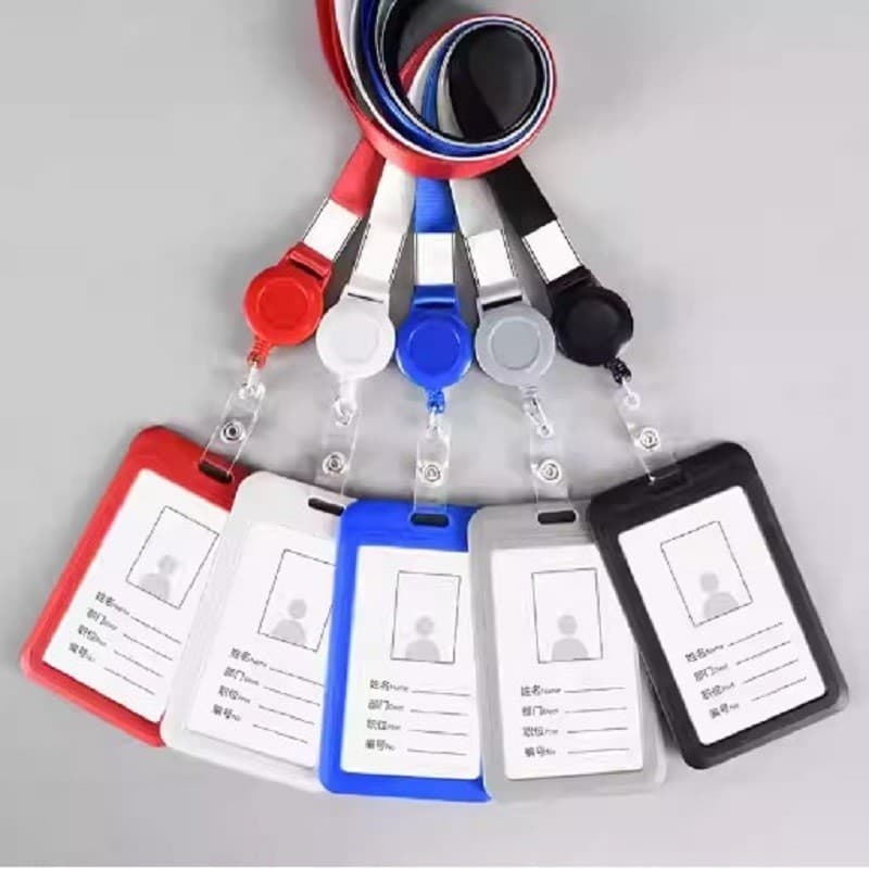 Porta Crachá com Cordão Roller Clip para Bilhete Único Cartões Ideal para Trabalho Transporte Acesso