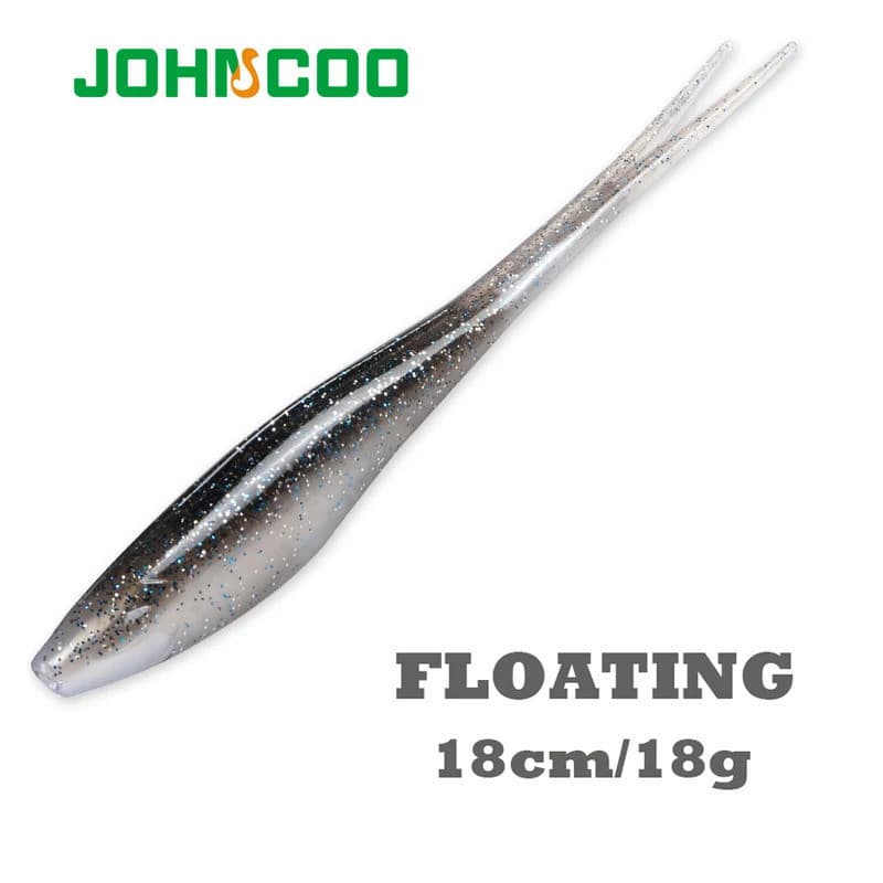 JOHNCOO 3 peças de isca artificial macia flutuante para pesca, 180 mm, cauda dividida em forma de V, isca artificial tip