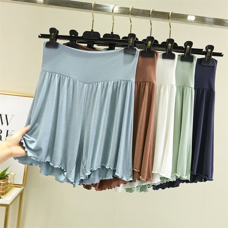 Roupa exterior cintura alta barriga estreita solta Shorts feminino verão Modal casa calças casuais fungo borda fina calç
