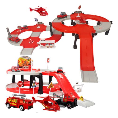 Pista De Bombeiros Infantil Com Estacionamento Garagem