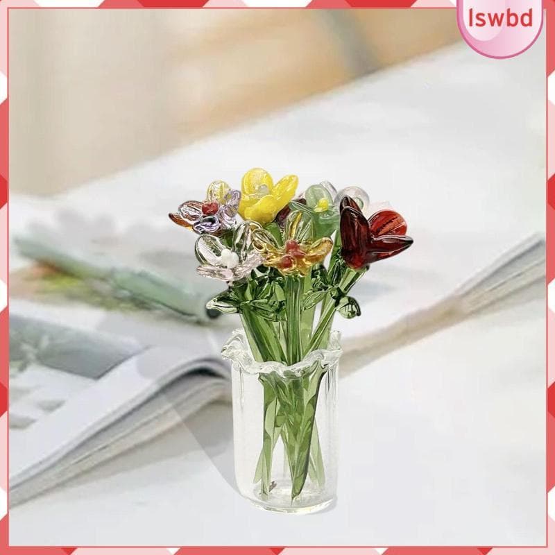 [Lswbd] Pequeno Vaso De Vidro Moderno Bud Colecionável Flores Decoração De Mesa Para Sala De Estar Escritório Peça Centr
