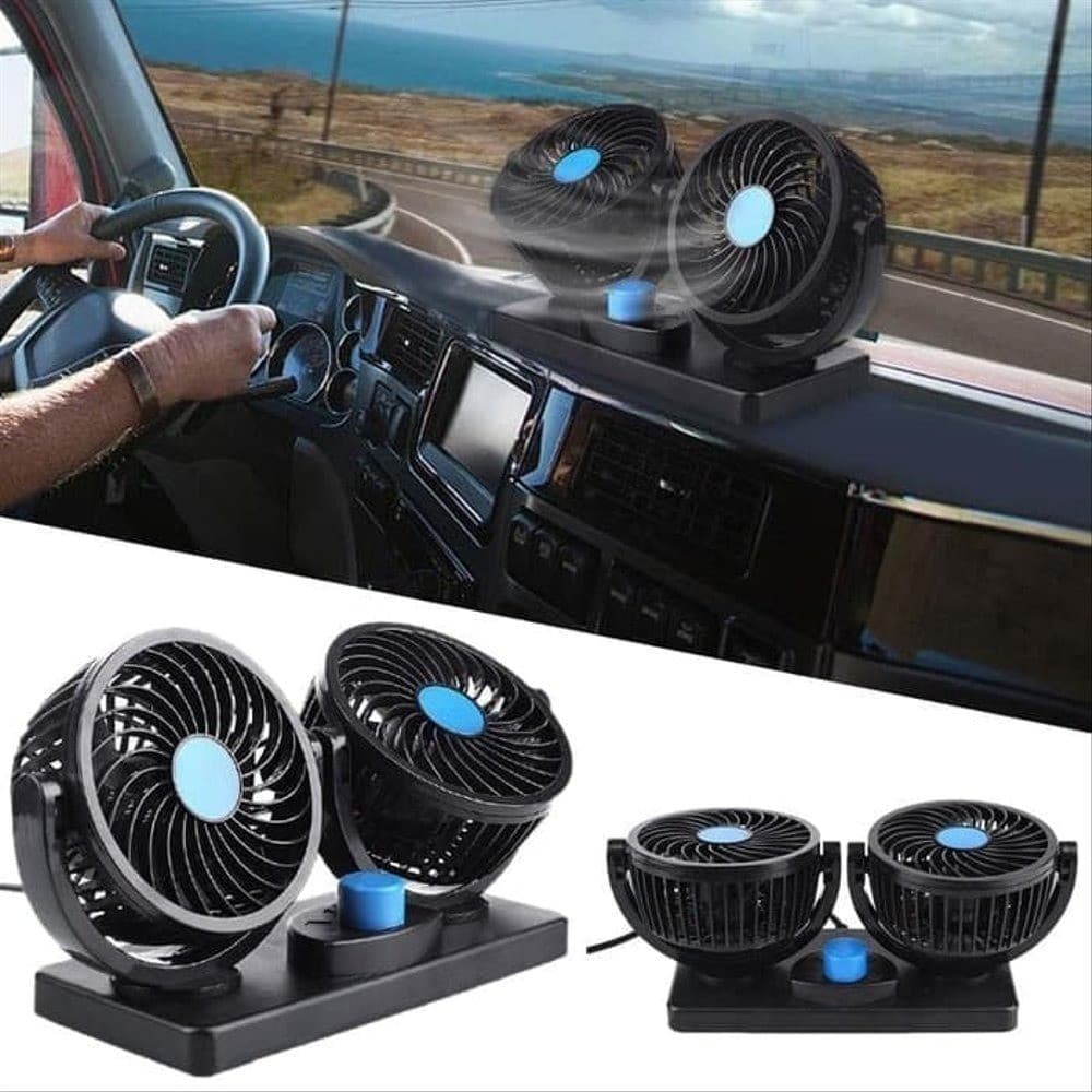 Ventilador Automotivo Duplo Forte Com Ajuste P/ Carro Caminhão Van 12v
