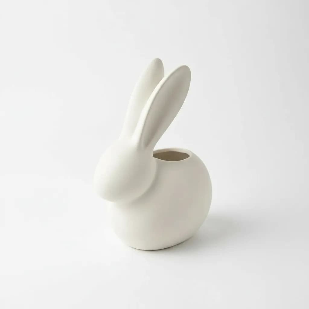 Vaso Decorativo Coelho Branco 3d Páscoa Branco